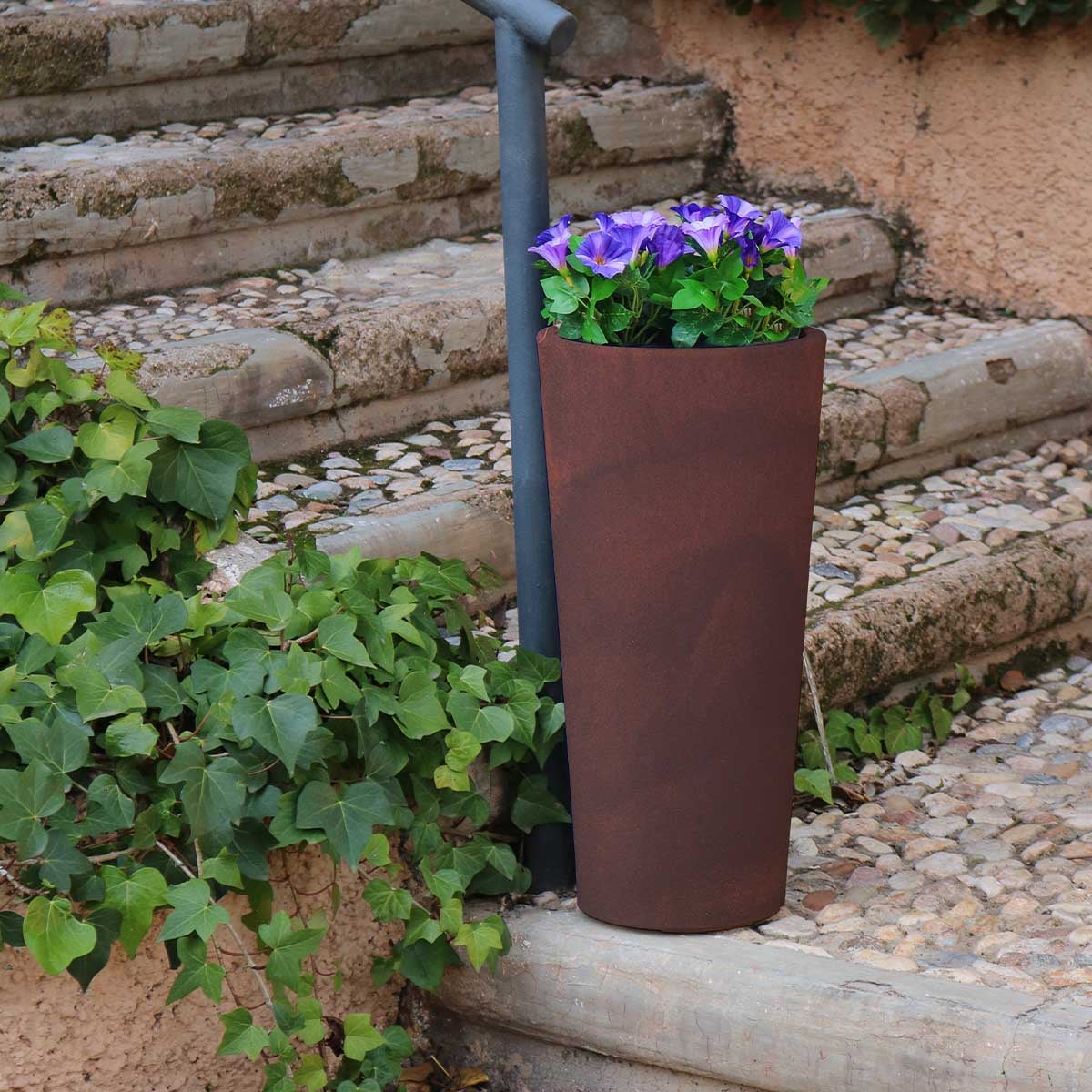 FICUS 60 Jardinière ronde et haute pour l'intérieur et l'extérieur Pour plantes et fleurs Très résistante au passage du temps. - Blanc - 2