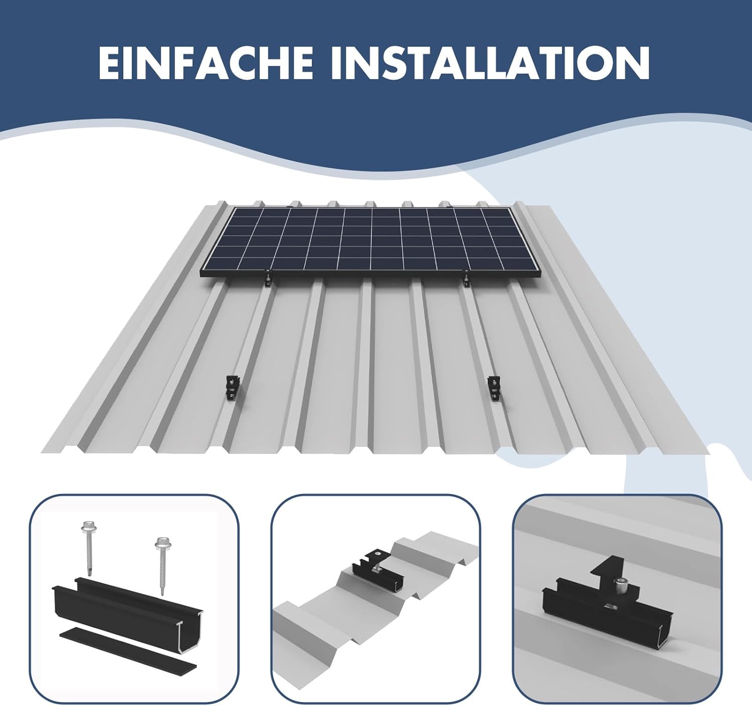 Support de Panneau Solaire, Kit de Montage Solaire, Fixation Panneau Solaire de 30 à 35 mm réglables, Solaire Photovoltaïque pour 2 panneaux,pour Ba - 4