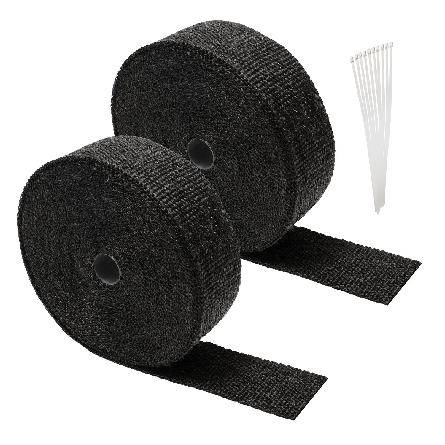 Bande Thermique Échappement Moto 1.5mm X 50mm X 10m + 12 Colliers - Isolation Fibre De Verre Noire