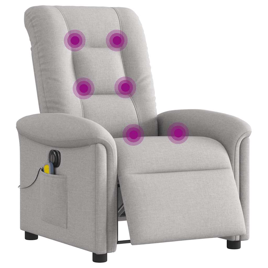 Fauteuil de massage | Fauteuil de relaxation | Chaise de relaxation inclinable électrique gris nuage tissu CFW794219 - 3