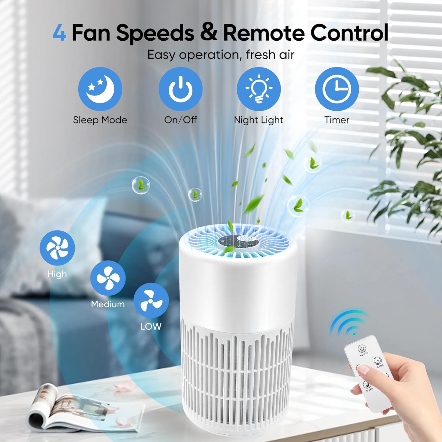 Purificatore d'aria per chi soffre di allergie con telecomando, filtro dell'aria con aromaterapia, per casa, camera da letto e ufficio. - 2