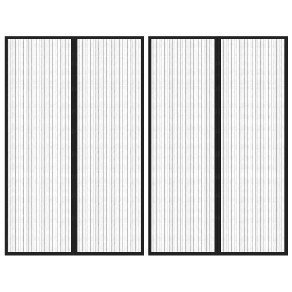 Rideaux de porte anti-insectes 2 pcs et aimants noir 220x130 cm CFW65324 - 3