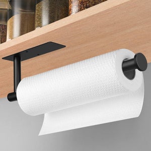 Porte Sopalin Titulaire de l'essuie-mains en papier de cuisine sous l'armoire Noir, Distributeur de porte-serviettes murale de 13,1 pouces pour la salle de bain de la cuisine (2 paquets) Porte Rouleau