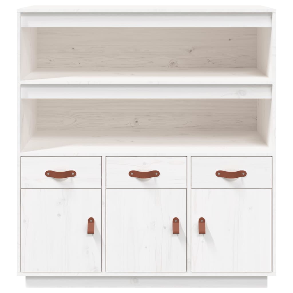 Buffet haut Blanc 100x40x108,5 cm Bois massif de pin - 6