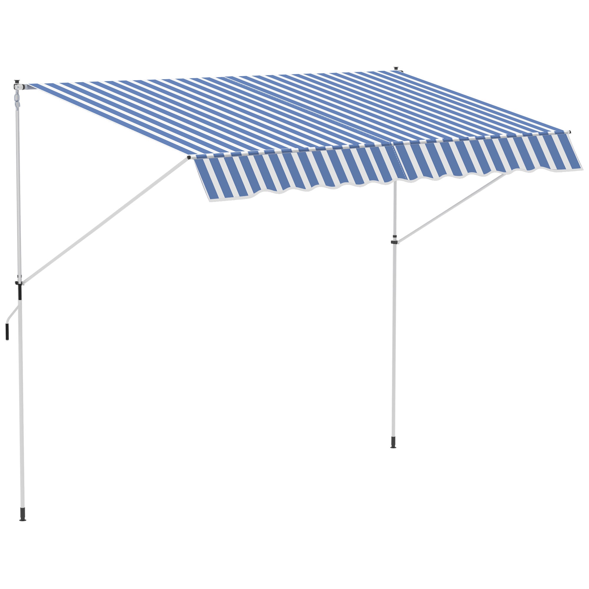 Toldo con manivela, 300 cm de ancho x 150 cm de profundidad x 170-280 cm de alto, altura regulable, repelente al agua, fácil montaje, aluminio, polié