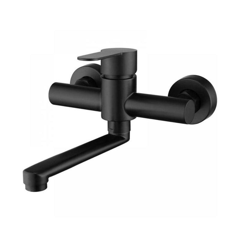 Bateria kuchenna ścienna, bateria mieszaczowa ze stali nierdzewnej 304, bateria zlewozmywakowa obrotowa 360° z czarną wylewką