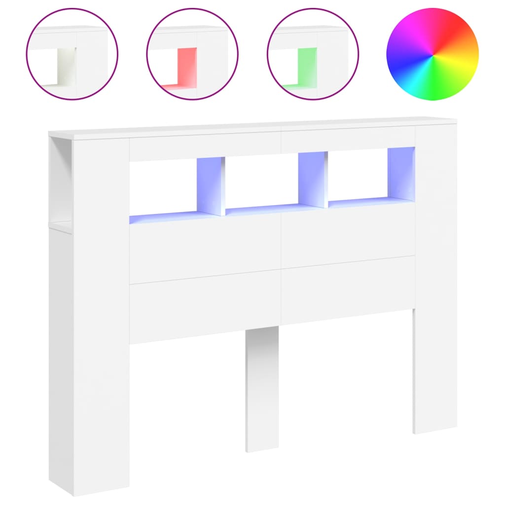 Tête de lit vidaXL Armoire tête de lit avec LED noir 160x17x102 cm