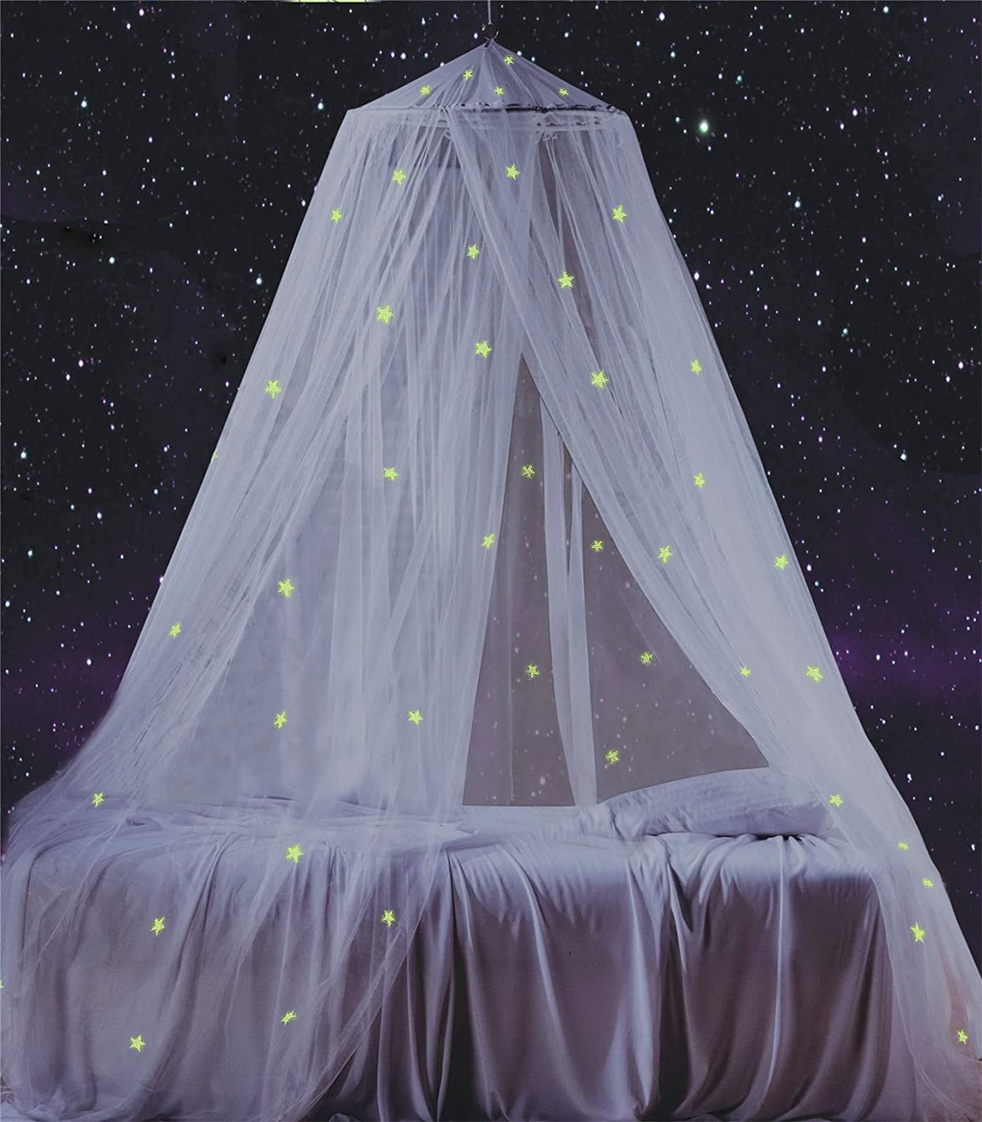 Baldachim nad łóżko z gwiazdami fluorescencyjnymi fosforyzującymi, 230 cm, moskitiera dla niemowląt, dzieci, chłopców, baldachim nad łóżeczko