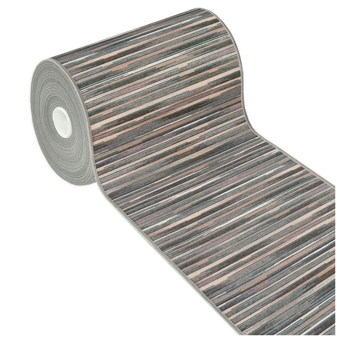 Alfombra de cocina 52x280 tejido plano gobelin tela corredor base antideslizante rayas efecto bambú gris
