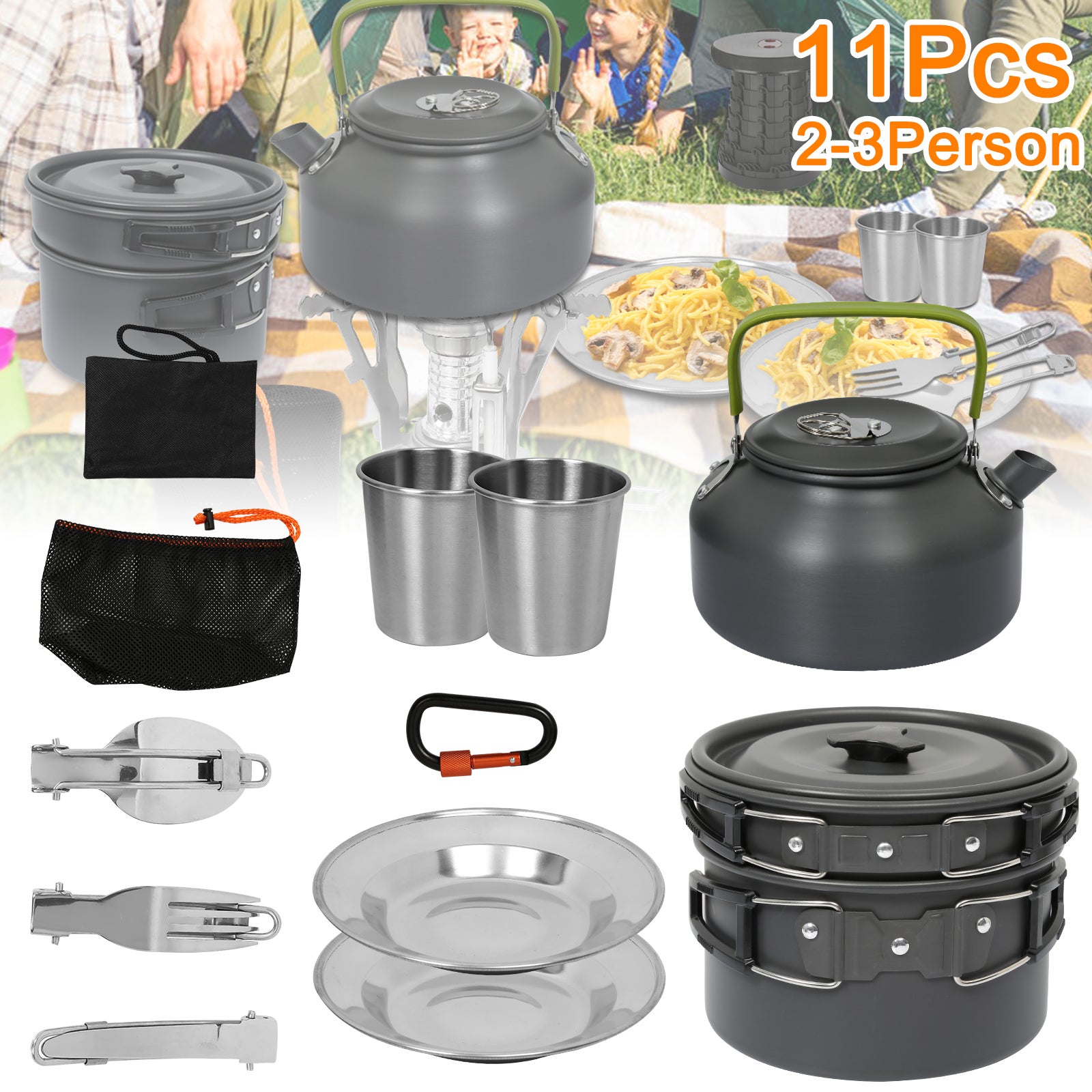 Utensilios De Cocina En Aluminio Kit De Camping MalloMe 10 piezas
