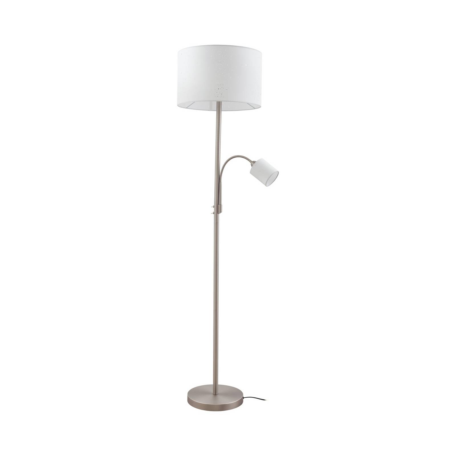 Lampe sur pied Lindby Jaileen, blanc, textile, 170 cm, lampe de lecture ...