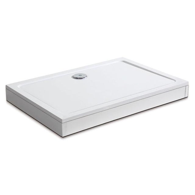 Aica Receveur De Douche 90x80cm Blanc Extra Plat Rectangulaire Avec Le Kit De Plinthe Et Pieds Et Bonde De Douche