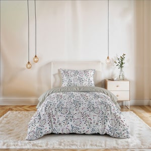 ZAHOCAI Copripiumino Matrimoniale 260x240 Grandi Fiori Bianchi microfibra Set di biancheria da letto copripiumino + 2 Federe 50x80 cm con cerniera - morbidissimo parure 3D copripiumone matrimoniale