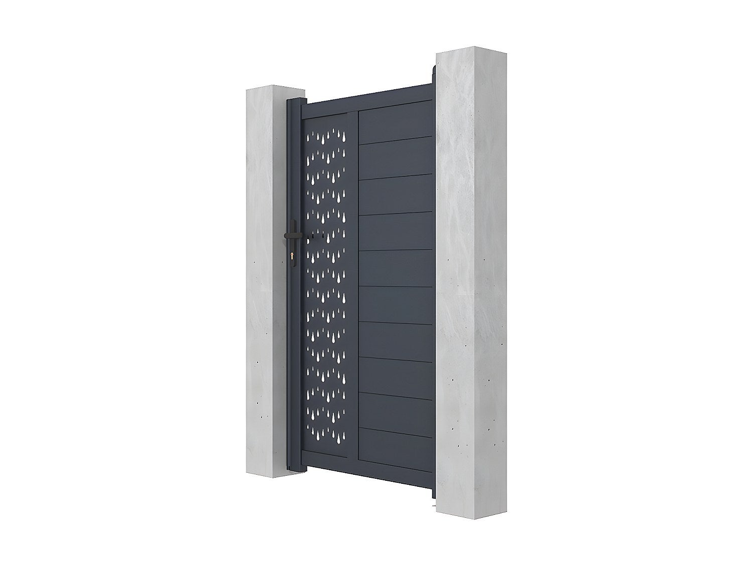 Portillon battant aluminium semi plein à motifs L103 x H180 cm anthracite GREGOR - 4