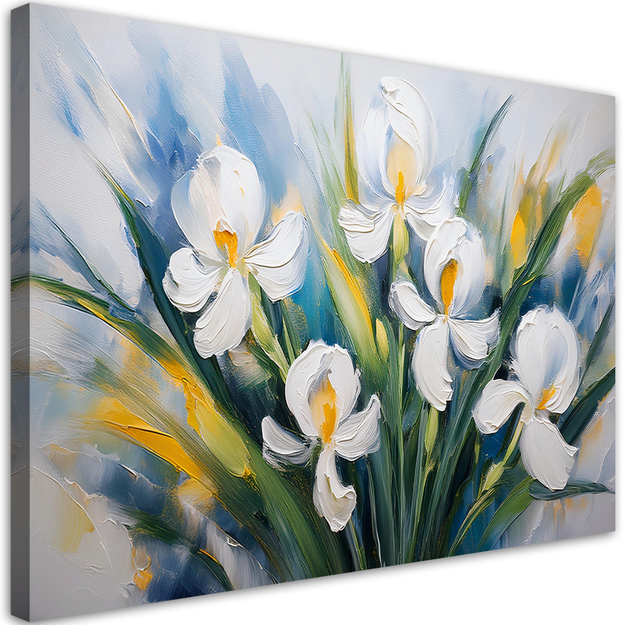 Obraz na płótnie, Malowane Białe Irysy Kwiaty 120x80