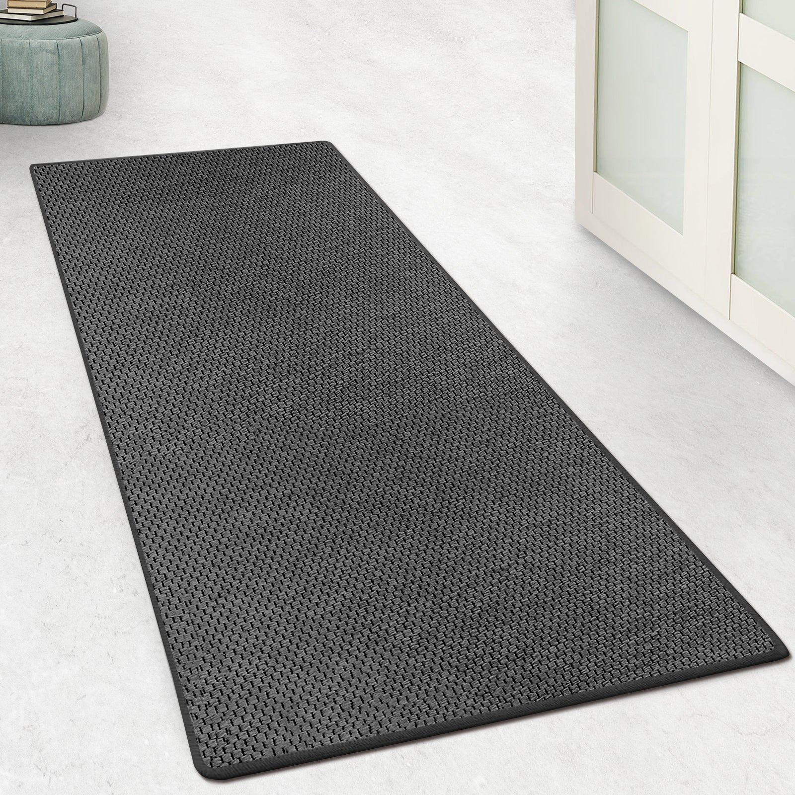 Tapis De Couloir Et Salon Sur Mesure KARAT Alto Argenté - Vendu Au Mètre, Antidérapant Et Doux 80 X 200 Cm