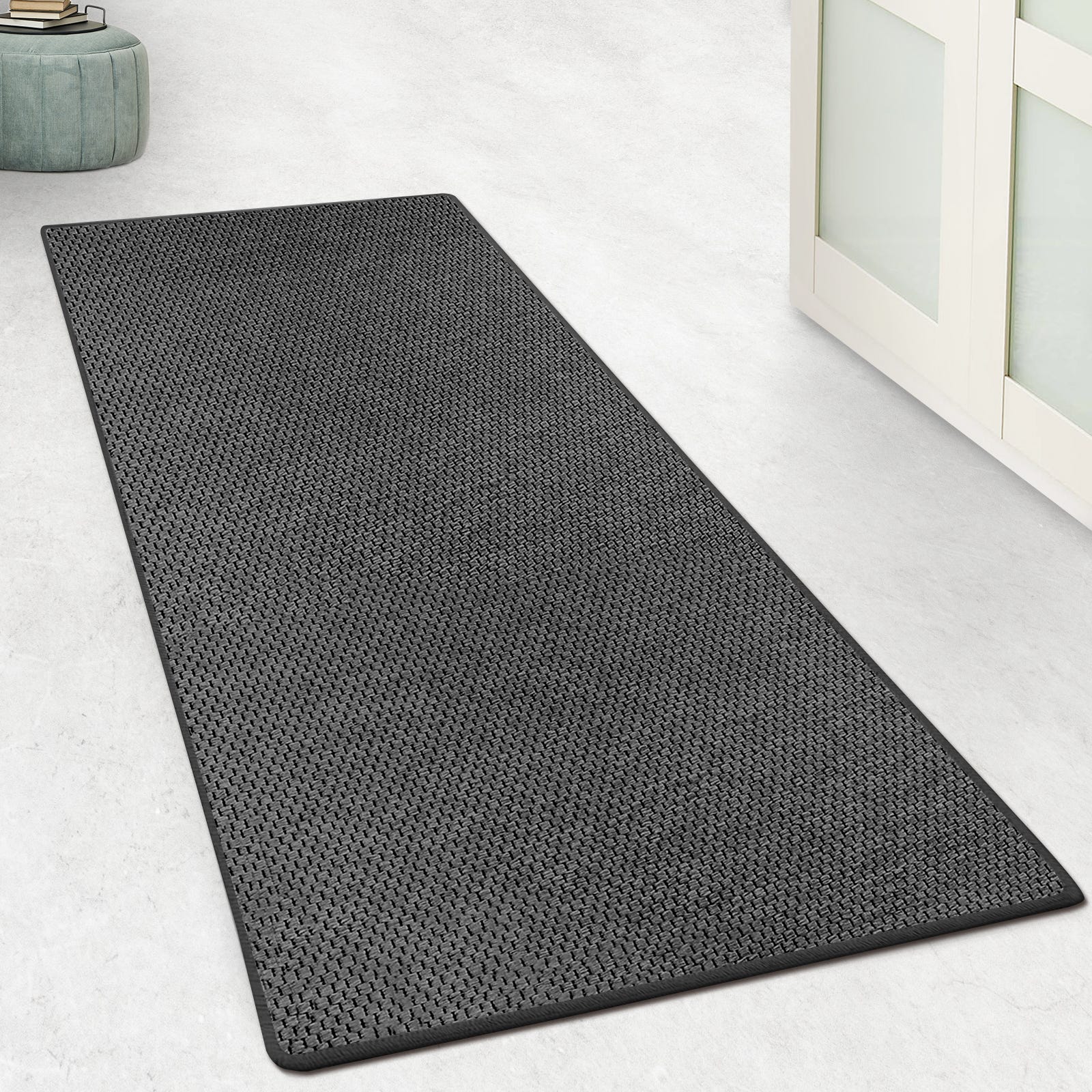Tapis De Couloir Et Salon Sur Mesure KARAT Alto Argenté - Vendu Au Mètre, Antidérapant Et Doux 80 X 200 Cm