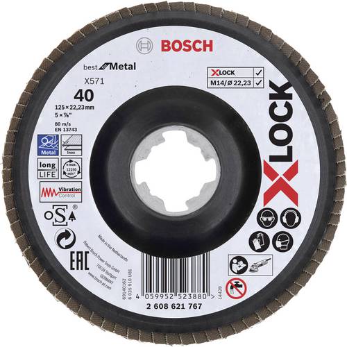 Discos de láminas X-LOCK, versión cóncava, soporte de plástico, Ø de 125&amp;nbsp;mm, G 40, X571, Best for Metal, 1 pieza