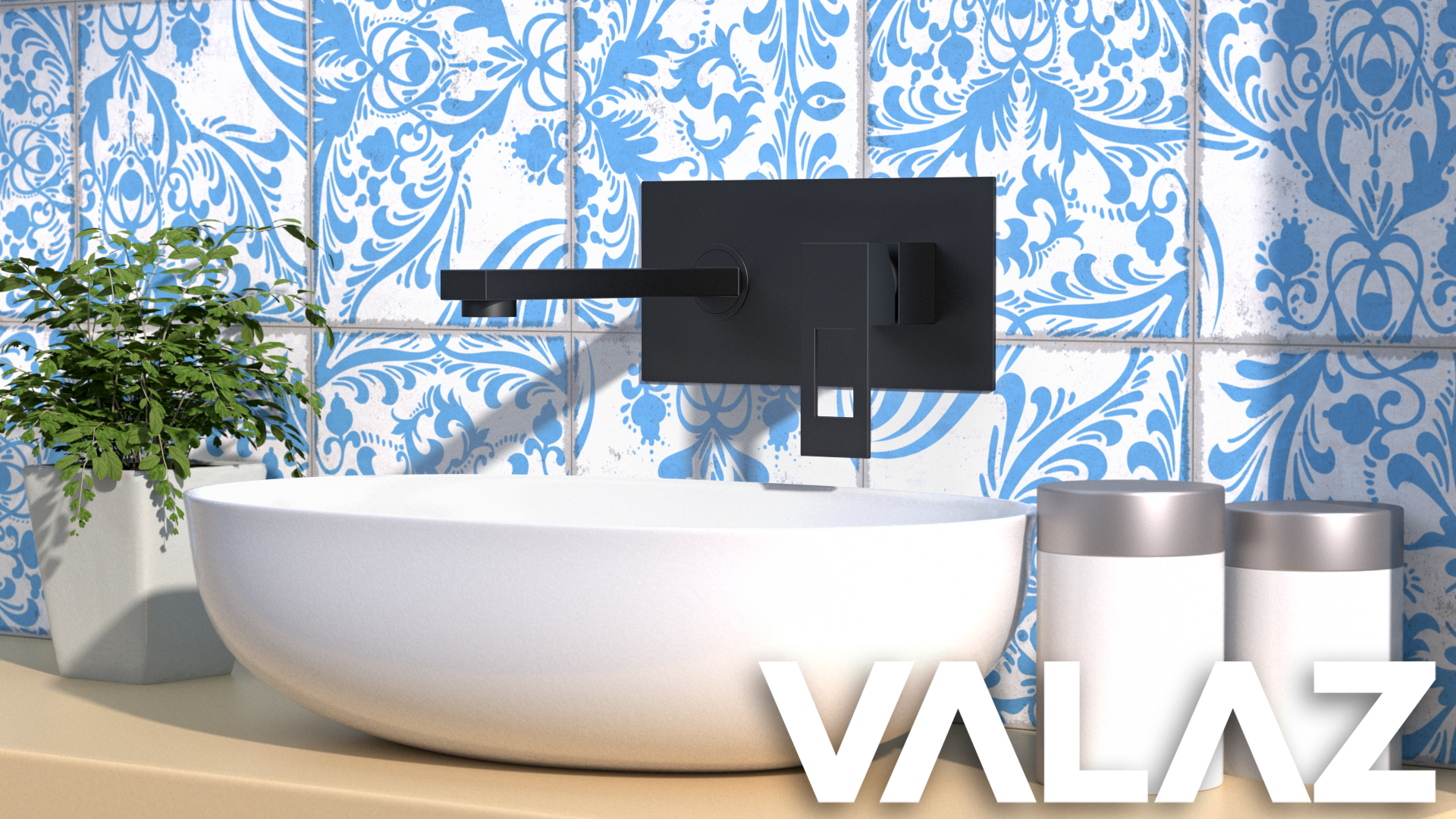 Valaz Rubinetto lavabo da incasso quadrato monocomando con bocca nera opaca da 21 cm - Serie Tormes - 7