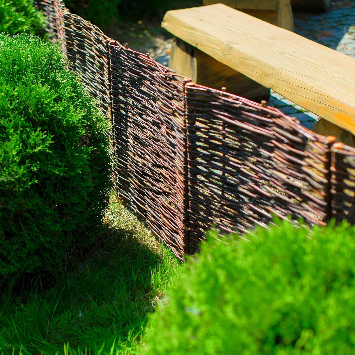 10 x Bordure clôture en osier BOGATECO en saule | 60 cm de longueur et 60 cm de hauteur | Bordure de pelouse de clôture en bois - 8