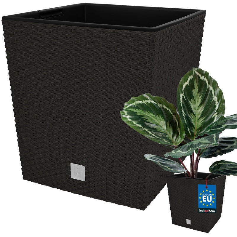 Donica doniczka 26 cm ogrodowa balkon taras kwiaty rattan umbra wkład ogród - KOTARBAU