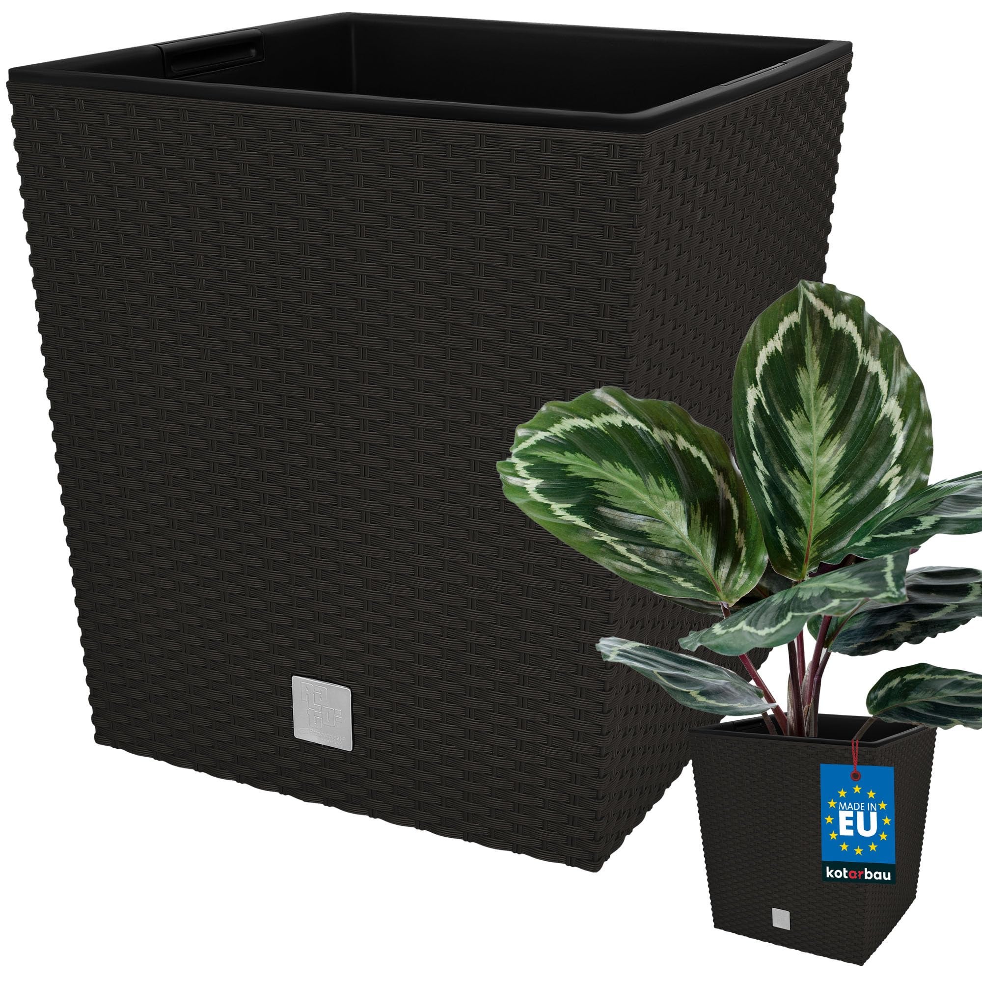 Donica doniczka 26 cm ogrodowa balkon taras kwiaty rattan umbra wkład ogród - KOTARBAU