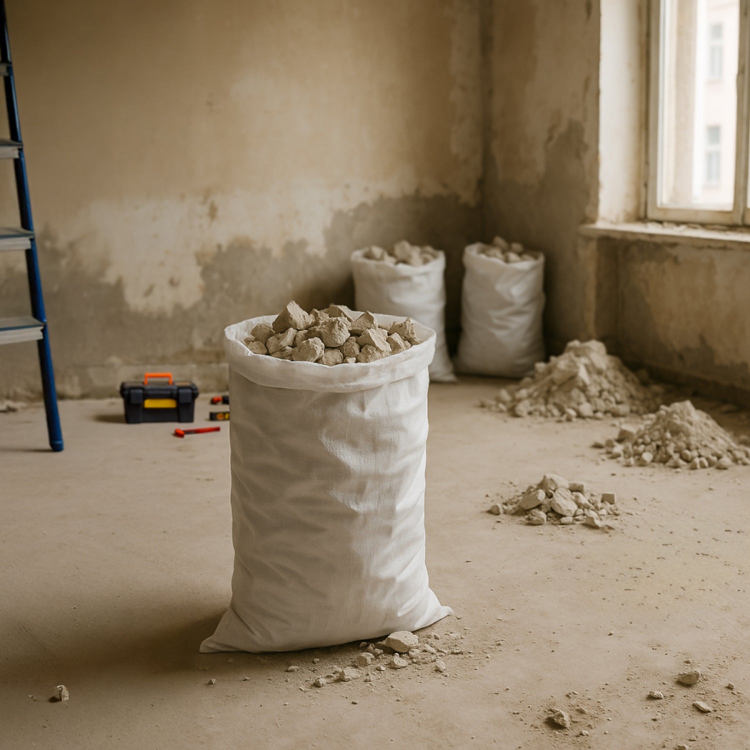 Lot de 10 sacs à gravats réutilisables en polypropylène haute qualité - 55 Kg - Blanc - Linxor - 4