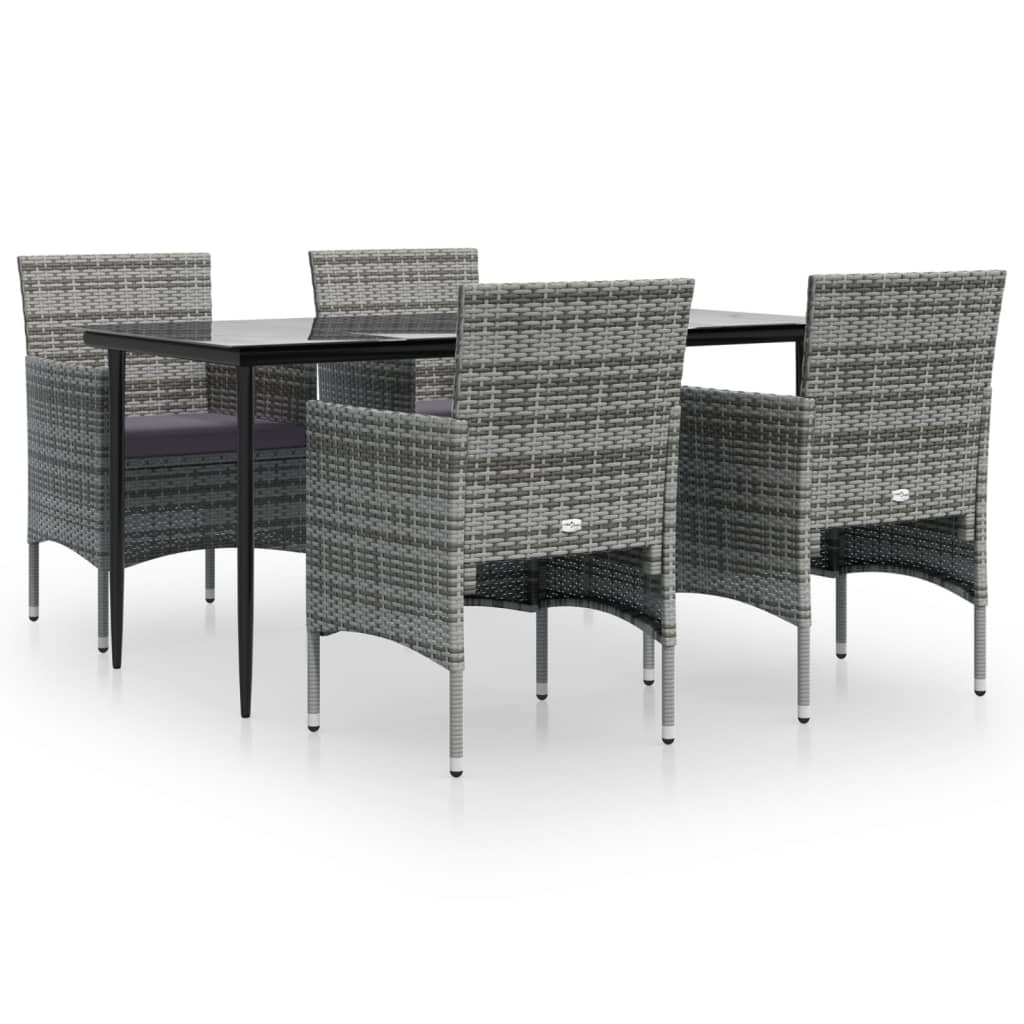 Maison Exclusive - Set da Pranzo da Giardino 5 pz con Cuscini Grigio e Nero - 2
