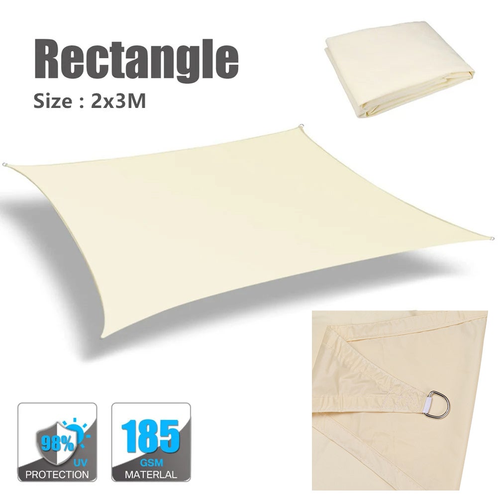Vela de Sombra, Toldo Rectangular para Exteriores de 2x3 m, Parasol Impermeable Anti-UV, Tela de Sombra para Acampar para jardín, Patio, Piscina - 2