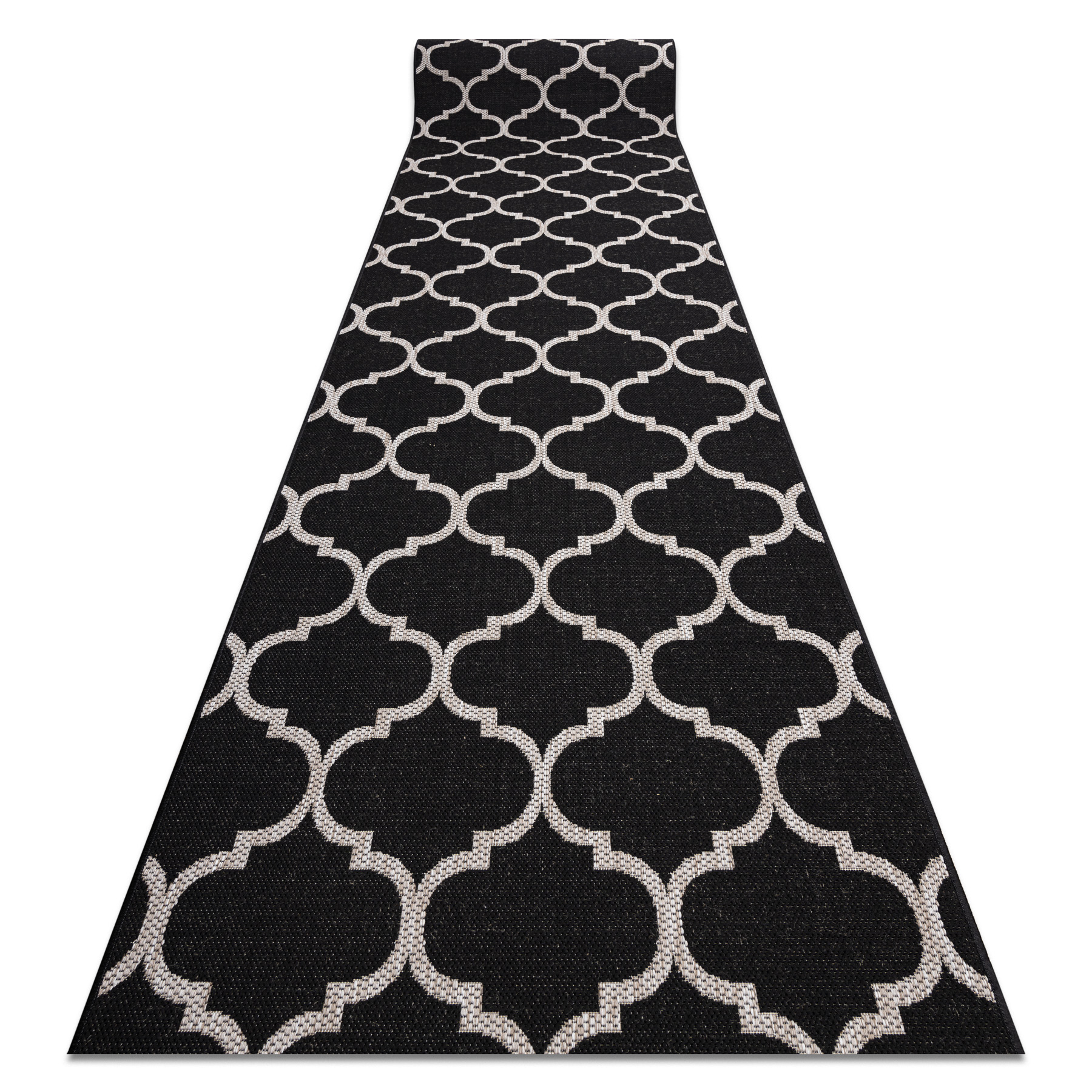 Alfombra de pasillo sizal floorlux modelo 20608 espaldera marroquí negro / plateado 100 cm 100x120 cm