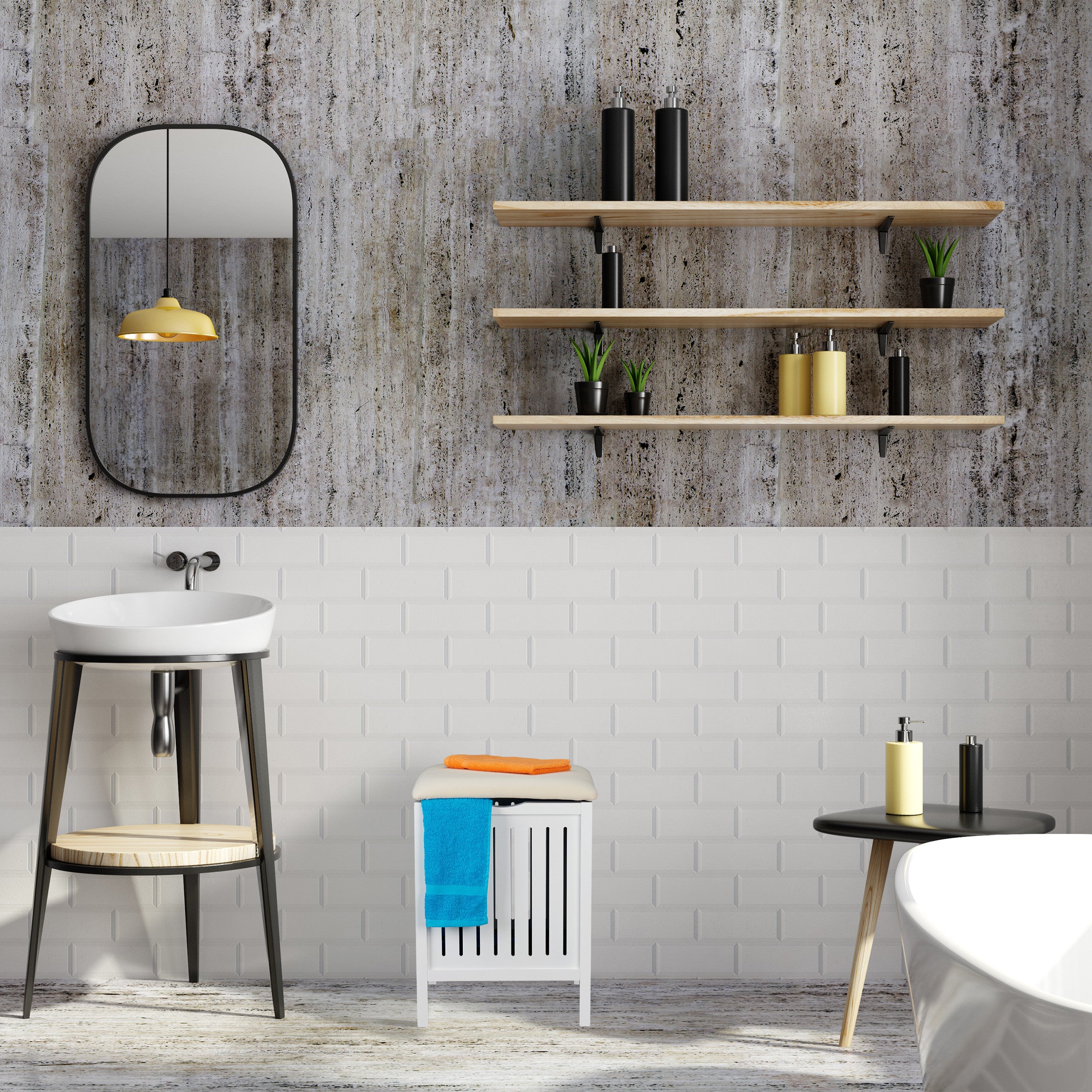 Relaxdays Pouf Portabiancheria per Bagno, Sgabello Contenitore, 40