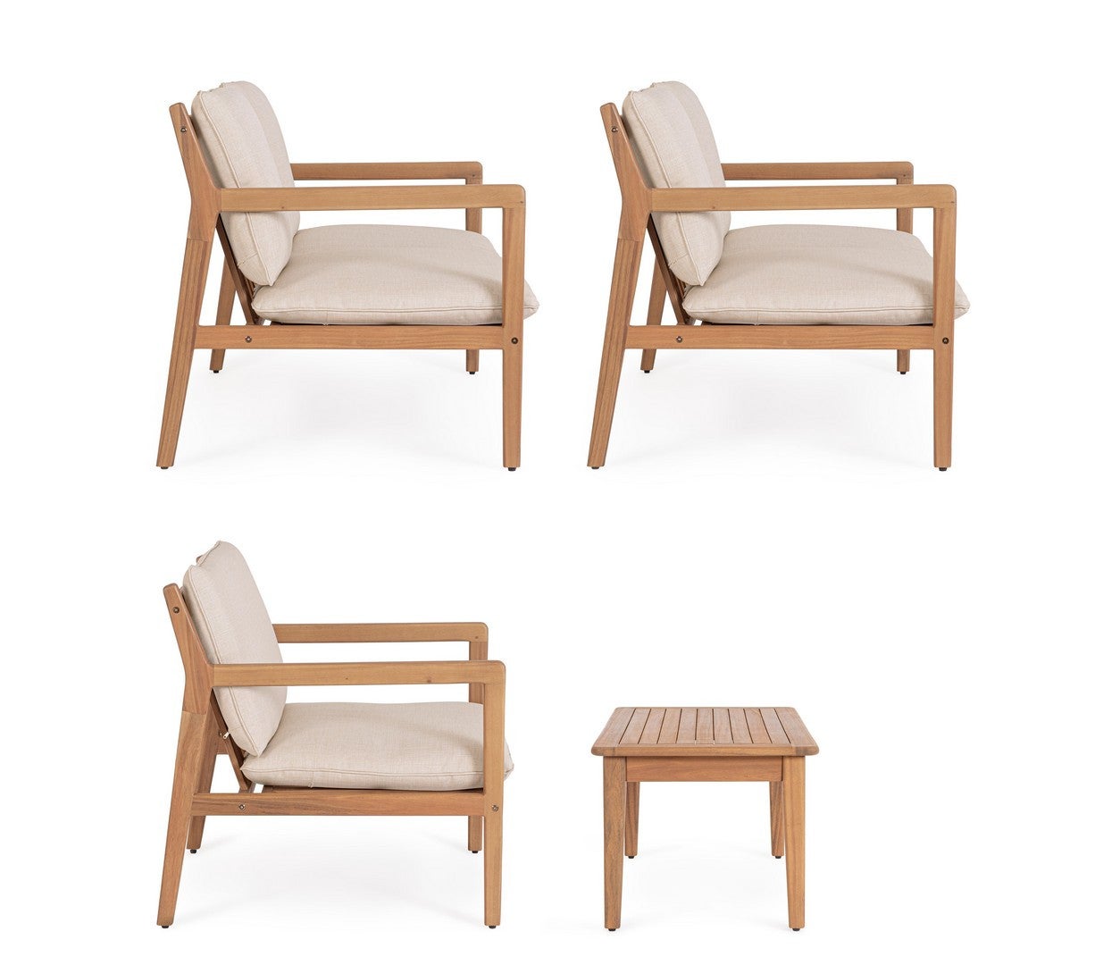 Salon bas de jardin en Bois Marron 4 personnes - 6