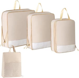 Aerotrunk Lot De 4 Cubes D'emballage De Compression Pour Voyage – Sacs De Rangement De Bagages – Cubes D'emballage à Double Fermeture éclair Pour Valises (lot De 4, Bleu Sarcelle