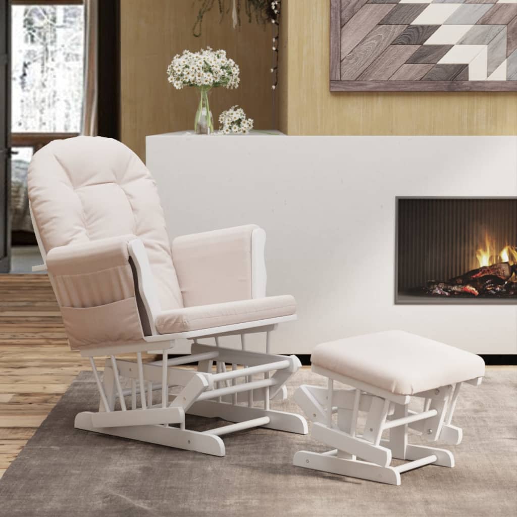 Sillón de salón   silla   sillón de lactancia con taburete tela gris claro cfw356613