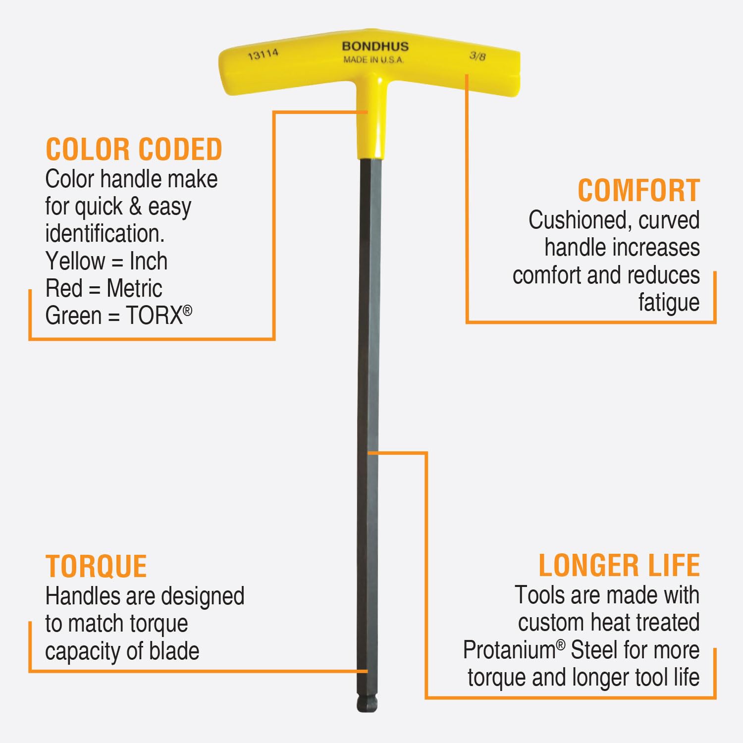 Set Chiavi A Bolla Bondhus 10 Pezzi Con Impugnatura A T - Da 3/32'' A 3/8'', Con Supporto - Foto 3