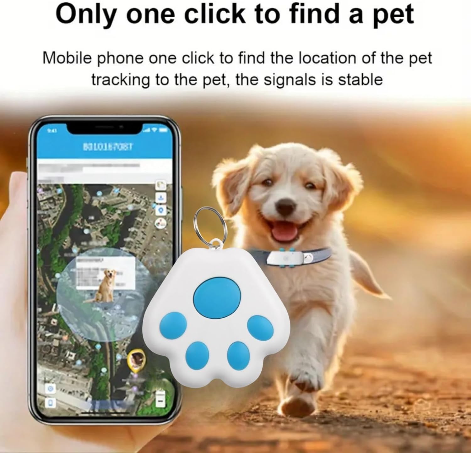 Tracker GPS Pour Animaux - Localisateur étanche Pour Chat, Chien, Clés, Sac - Portée 10-15 M, Appli Gratuite, Batterie 240 MAh - 4