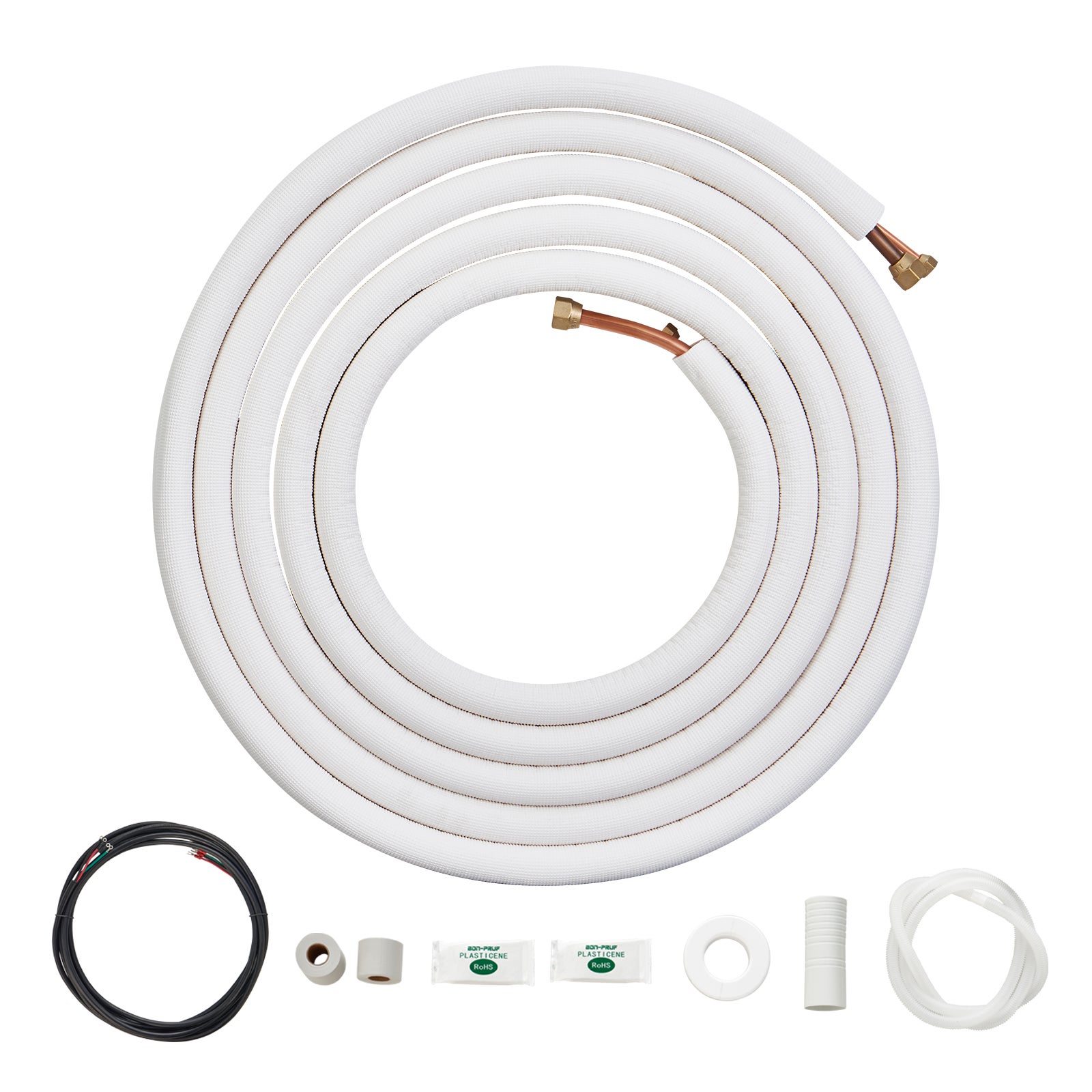 Zestaw Mini Split Line Rura miedziana 7620 mm Kabel połączeniowy AC 6,4 x 12,7 mm VEVOR