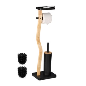 Porte-Rouleau Papier Toilette Bambou Mural - Fixation Sans Perçage Ou À Vis, Pour Salle De Bain & Cuisine