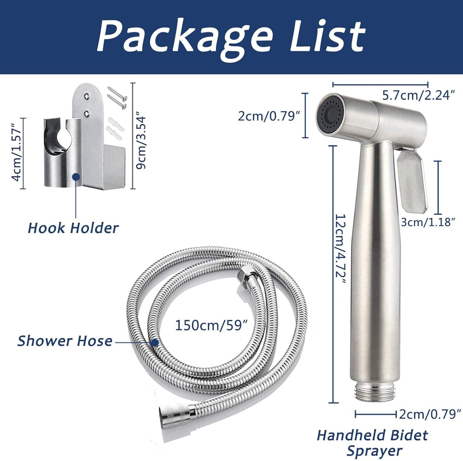 Zestaw do spryskiwania toalety ze stali nierdzewnej do bidetu, słuchawka prysznicowa z regulowanym ciśnieniem, idealna do higieny