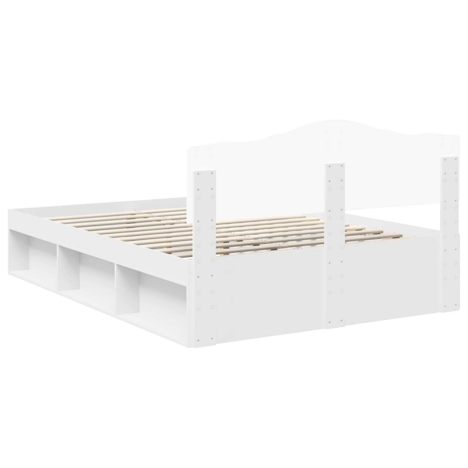 Cadre de lit blanc 140 x 190 cm en bois de pin massif - 9
