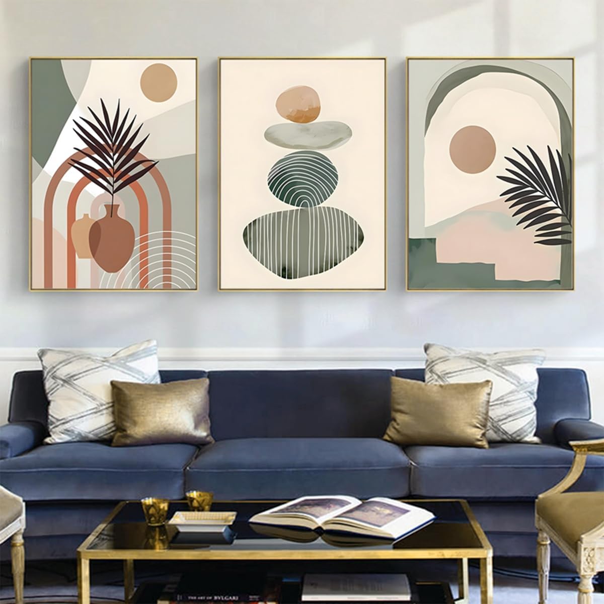 Lot de 3 posters bohèmes, images esthétiques, plantes, art abstrait moderne, tableaux muraux décoratifs, sans cadre, 08,30 x 40 cm - 4