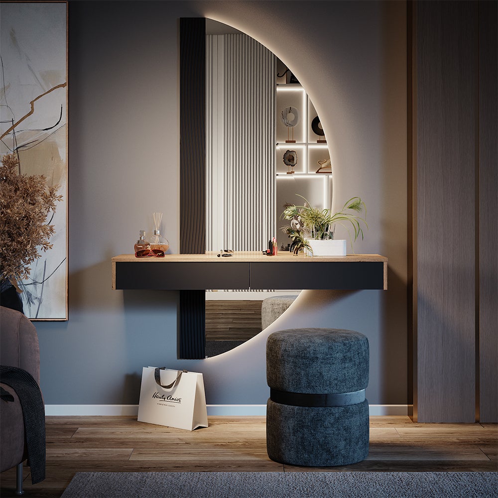 Vicco Tavolo da toeletta Melisa, Nero, 120 cm con 2 cassetti - 3