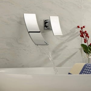 SUMERAIN Mitigeur de lavabo en Cascade chromé Robinet de lavabo encastrable avec 2 trous