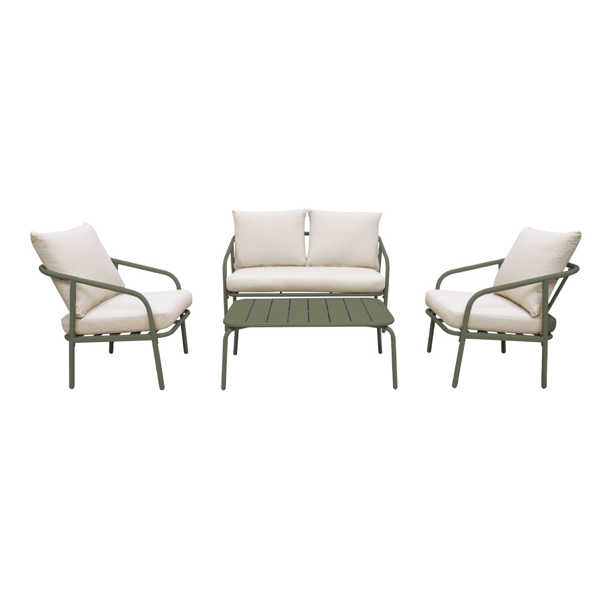 Salon de jardin en Acier Beige 4 personnes - 5