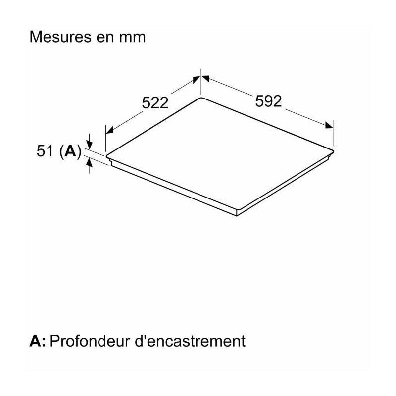 Table induction 60 cm - BOSCH Série 6 - 4 foyers - Noir - H5,1 x L59,2 x52,2 cm - PIE631HB1E - 5