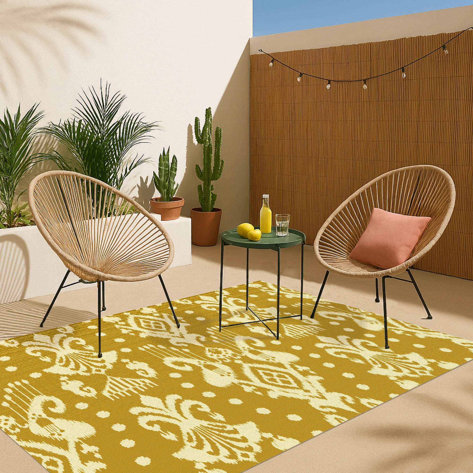 Tapis PVC Intérieur/Extérieur Mallorca Tournesol 200x300 cm - Vinyle imprimé antidérapant, lavable et résistant pour terrasse et maison - 2