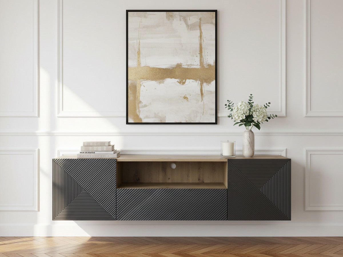 Meuble TV suspendu 167 cm ALICE BOBOCHIC Gris foncé | Leroy Merlin