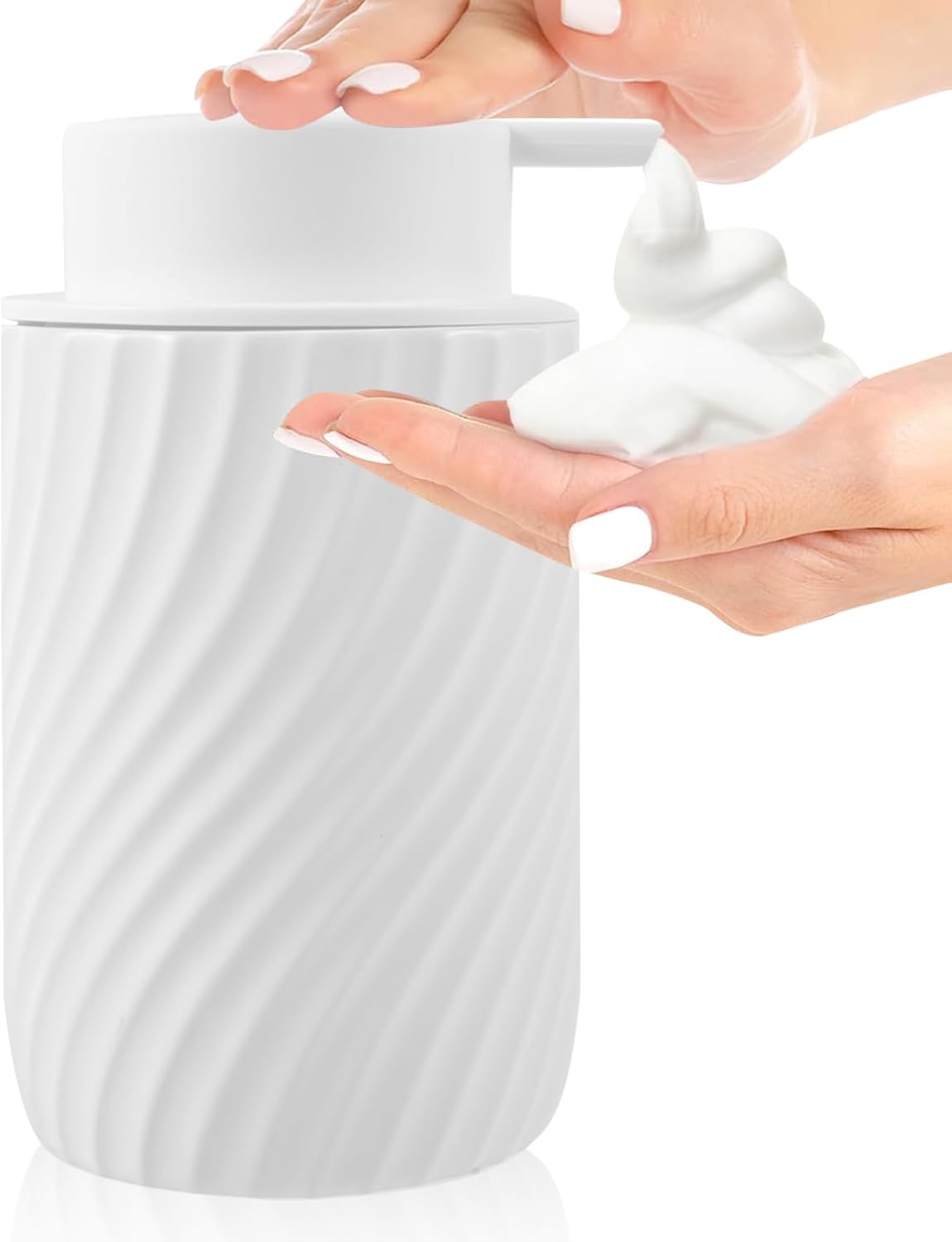 Dozownik mydła w pianie, pusta butelka do spieniania 340 ml, ceramiczny dozownik żelu pod prysznic, dozownik szamponu i żelu pod prysznic, dozownik my