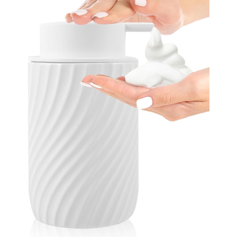 Dozownik mydła w pianie, pusta butelka do spieniania 340 ml, ceramiczny dozownik żelu pod prysznic, dozownik szamponu i żelu pod prysznic, dozownik my