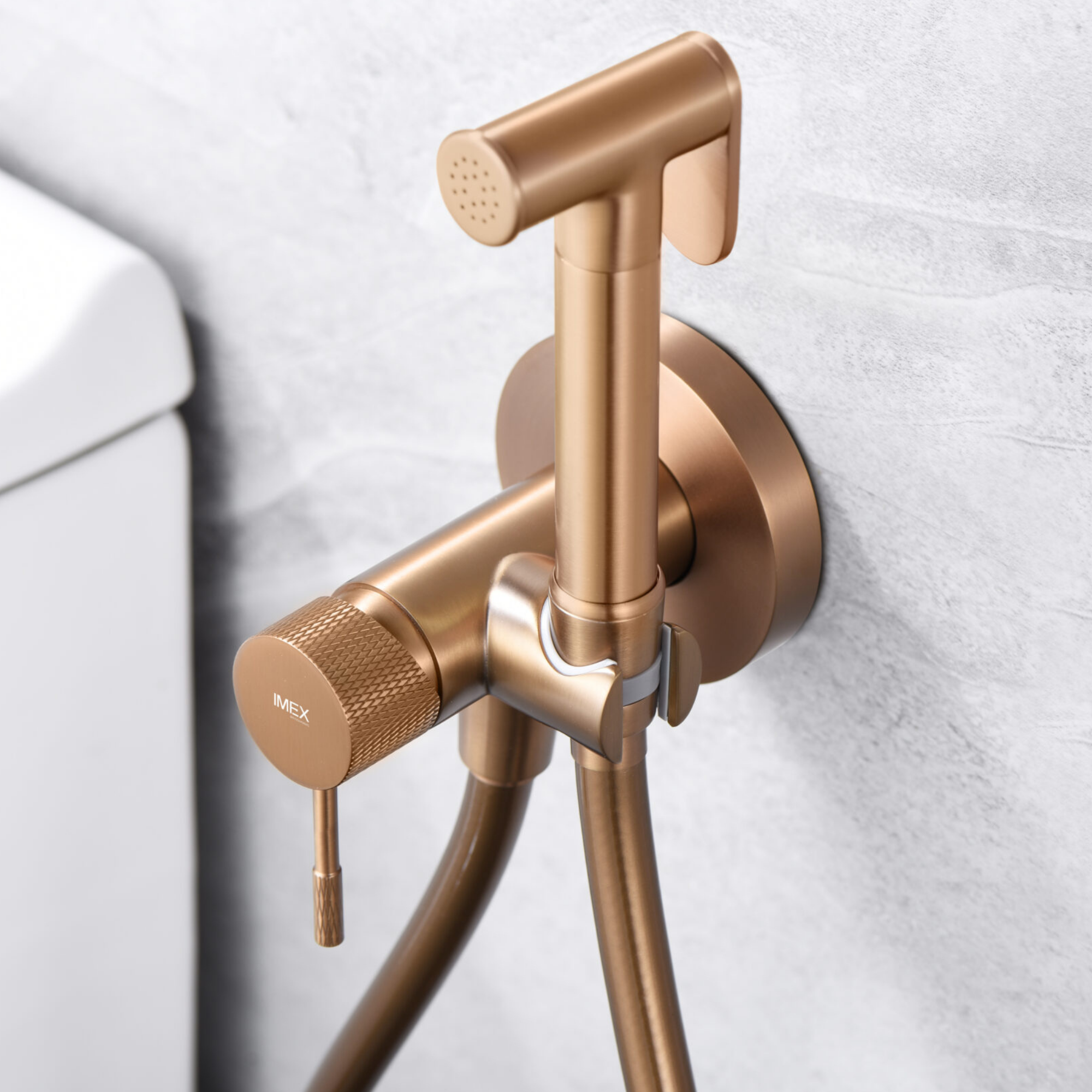 Grifo Wc IMEX Para WC Empotrado Oro Cepillado Ducha Para Water